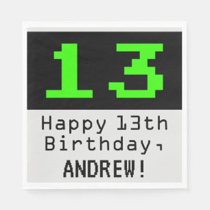 Serviette En Papier 13e anniversaire - Nerdy / Geeky Style "13" & Nom