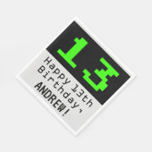 Serviette En Papier 13e anniversaire - Nerdy / Geeky Style "13" & Nom (Coin)