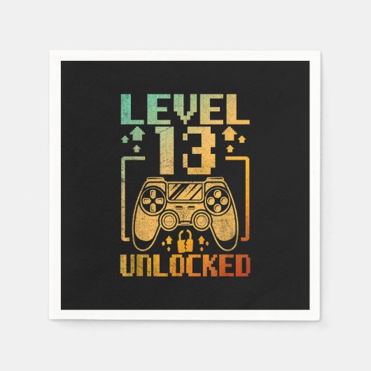 Serviette En Papier 13e Birthday Boy Level 13 Unlocked 13 Year Old Vi (Devant)
