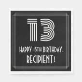 Serviette En Papier 13ème anniversaire : Art Déco Inspiré Look "13" +  (Devant)