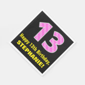 Serviette En Papier 13ème anniversaire : Pink Stripes and Hearts "13"  (Coin)