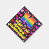 Serviette En Papier 14e anniversaire : Amour Hearts Motif, Arc-en-ciel (Coin)