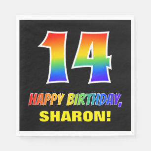 Serviette En Papier 14e anniversaire : Bold, amusant, simple, arc-en-c