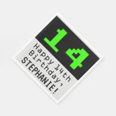 Serviette En Papier 14e anniversaire - Nerdy / Geeky Style "14" & Nom (Coin)