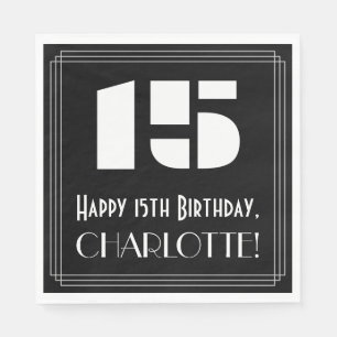 Serviette En Papier 15e anniversaire : Art Déco Inspiré Look "15" + No