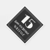 Serviette En Papier 15e anniversaire ~ Art Déco Inspiré Look "15", Nom (Coin)