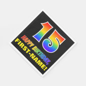 Serviette En Papier 15e anniversaire : Bold, amusant, simple, arc-en-c (Coin)