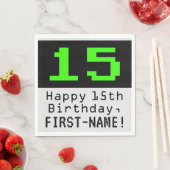 Serviette En Papier 15e anniversaire - Nerdy / Geeky Style "15" & Nom (En situation)