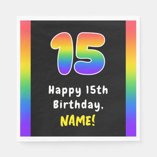 Serviette En Papier 15e anniversaire : Rainbow Spectrum # 15, Nom pers (Devant)