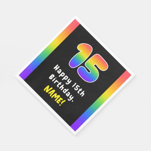 Serviette En Papier 15e anniversaire : Rainbow Spectrum # 15, Nom pers (Coin)