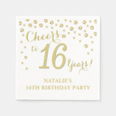 Serviette En Papier 16e anniversaire de fête Diamant blanc et or (Devant)