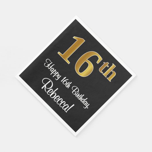 Serviette En Papier 16e anniversaire ~ Elégant luxe Faux Gold Look # (Coin)