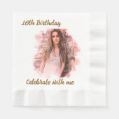 Serviette En Papier 16e anniversaire fêter avec moi, photo de fille mo (Devant)