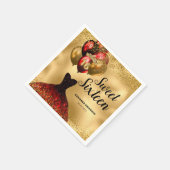 Serviette En Papier 16e anniversaire Glam Gold Red Parties scintillant (Coin)