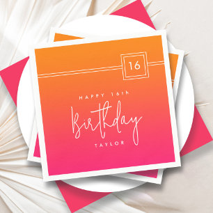 Serviette En Papier 16e anniversaire Hot rose orange coloré