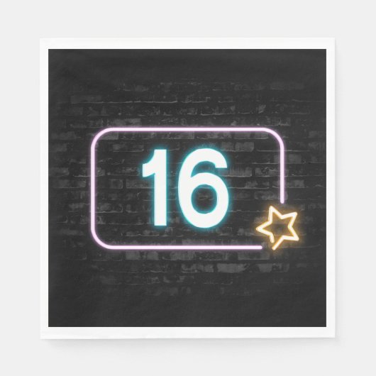 Serviette En Papier 16e anniversaire Neon Connexion en brique (Devant)