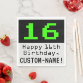 Serviette En Papier 16e anniversaire - Nerdy / Geeky Style "16" & Nom (En situation)