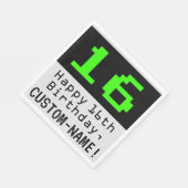 Serviette En Papier 16e anniversaire - Nerdy / Geeky Style "16" & Nom (Coin)