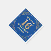 Serviette En Papier 16e anniversaire Parties scintillant bleue et or c (Coin)