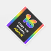 Serviette En Papier 16e anniversaire : Rainbow Spectrum # 16, Nom pers (Coin)