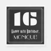 Serviette En Papier 16ème anniversaire : Art Déco Inspiré Look "16" +  (Devant)