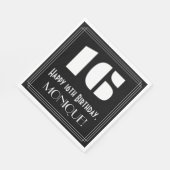 Serviette En Papier 16ème anniversaire : Art Déco Inspiré Look "16" +  (Coin)