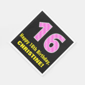 Serviette En Papier 16ème anniversaire : Pink Stripes and Hearts "16"  (Coin)