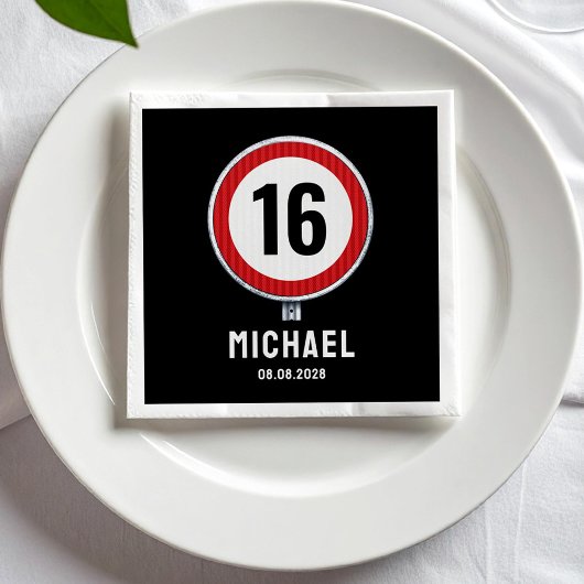 Serviette En Papier 16th Birthday Speed Limit 