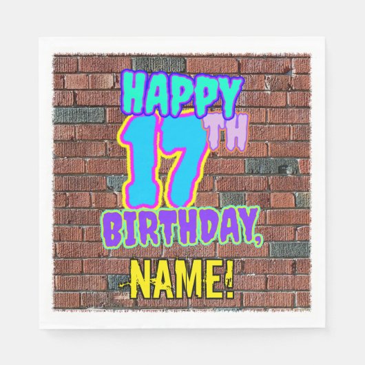 Serviette En Papier 17e anniversaire ~ Amusant, Graffiti urbain inspir (Devant)