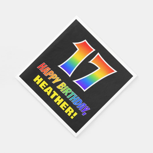 Serviette En Papier 17e anniversaire : Bold, amusant, simple, arc-en-c (Coin)