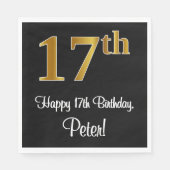 Serviette En Papier 17e anniversaire ~ Elégant luxe Faux Gold Look # (Devant)