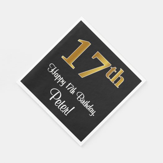 Serviette En Papier 17e anniversaire ~ Elégant luxe Faux Gold Look # (Coin)