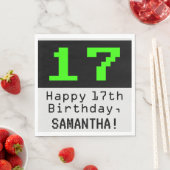 Serviette En Papier 17e anniversaire - Nerdy / Geeky Style "17" & Nom (En situation)