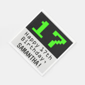 Serviette En Papier 17e anniversaire - Nerdy / Geeky Style "17" & Nom (Coin)