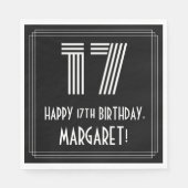 Serviette En Papier 17ème anniversaire : Art Déco Inspiré Look "17" + (Devant)