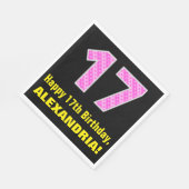 Serviette En Papier 17ème anniversaire : Pink Stripes and Hearts "17" (Coin)