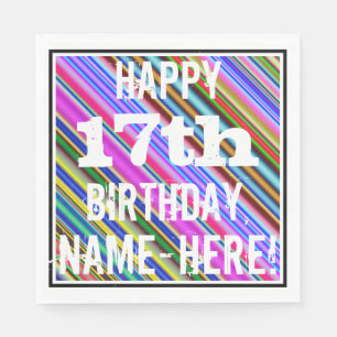 Serviette En Papier 17ème anniversaire vibrant et coloré + Nom fait