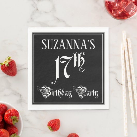 Serviette En Papier 17th Birthday Party — Fancy Script + Custom Name (En situation)