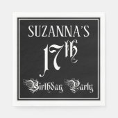 Serviette En Papier 17th Birthday Party — Fancy Script + Custom Name (Devant)
