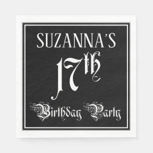Serviette En Papier 17th Birthday Party — Fancy Script + Custom Name