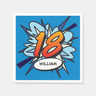 Serviette En Papier 18 Anniversaire Fun Retro Comic Book