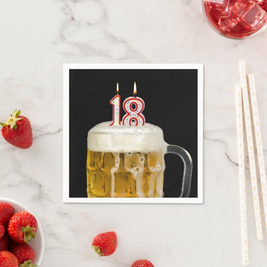 Serviette En Papier 18e anniversaire Bière en noir (En situation)