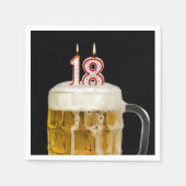 Serviette En Papier 18e anniversaire Bière en noir (Devant)