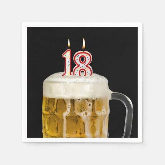 Serviette En Papier 18e anniversaire Bière en noir (Devant)