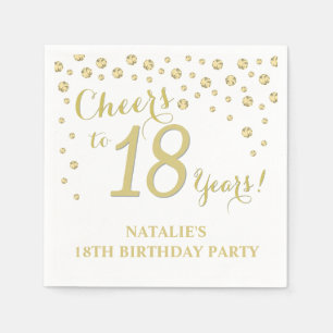 Serviette En Papier 18e anniversaire de fête Diamant blanc et or