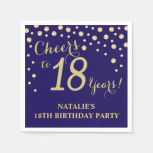 Serviette En Papier 18e anniversaire de la fête Marine Bleu et Diamant