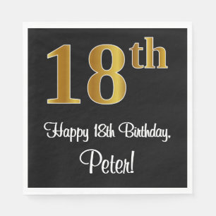 Serviette En Papier 18e anniversaire ~ Elégant Luxueux Faux Gold Look 
