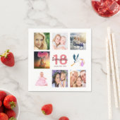 Serviette En Papier 18e anniversaire fête photo collage (En situation)