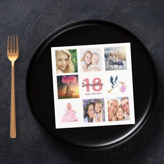 Serviette En Papier 18e anniversaire fête photo collage