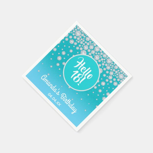 Serviette En Papier 18e anniversaire fête turquoise bleu parties scint (Coin)